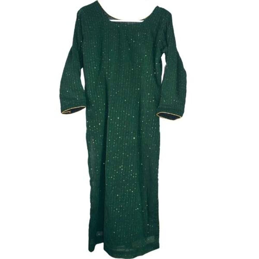 kaftan emerald green with sequins wedding party no tags